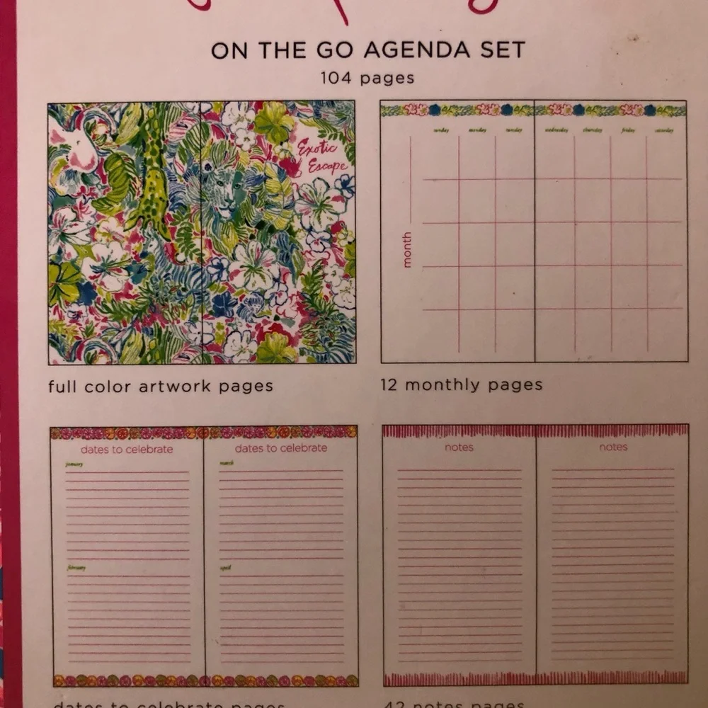 LILLY PULITZER ON THE GO AGENDA SET WITH MATCHING PEN